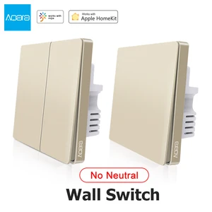Оригинальный настенный выключатель Xiaomi Aqara, золотой смарт-выключатель ZigBee Zero Line Fire Wire, беспроводной настенный выключатель с дистанционным управлением