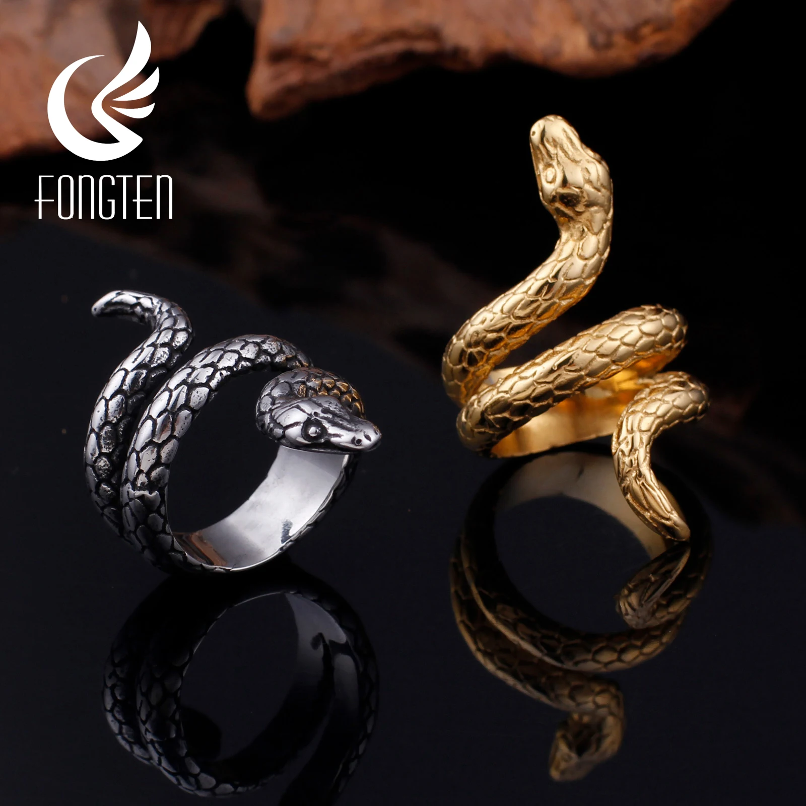 Мужское кольцо в виде змеи из нержавеющей стали|Кольца| |