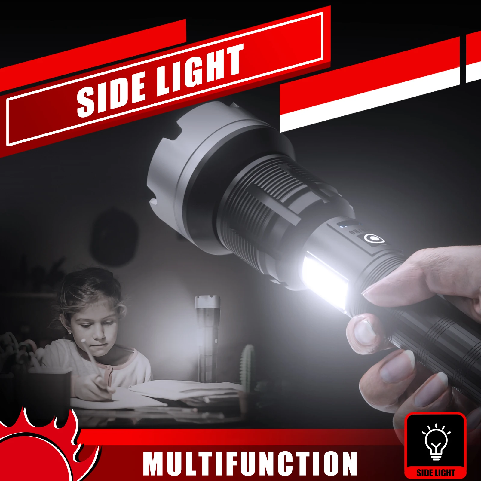 売る Warsun XF226 5000ルーメン高輝度強力なled懐中電灯cobサイドライトと10000mahの充電式バッテリー