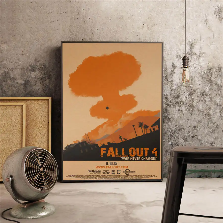 Fallout 3 4 игровой плакат Классический рисунок настенное Искусство Наклейка бумага для поделок в стиле ретро Античная живопись кафе, бар, паб домашний декор 42x30 см