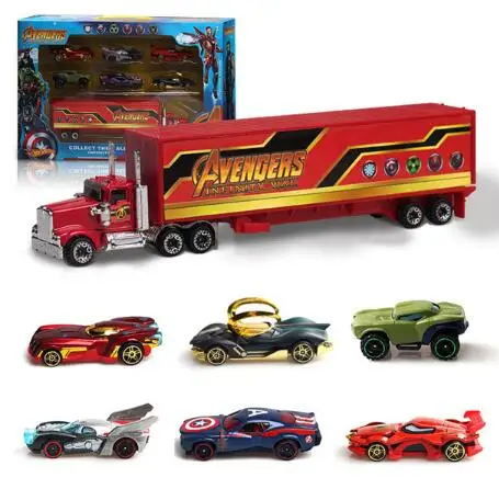 Мстители 1: 64 брелок для автомобильных ключей, набор Batman Batmobile Diecasts железа Spider-man Капитан Америка модель грузового автомобиля игрушки для Для детей - Цвет: 7pcs with box