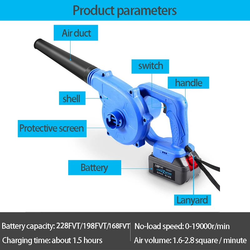 Беспроводной литиевый аккумулятор 220 В 27000 мАч Электрическая воздуходувка