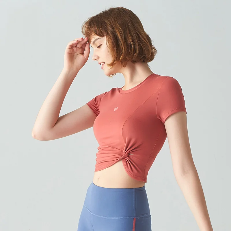 

Women Yoga Shirts Vest Ladies Girls Short Sleeves Crop Top Sports Shirts Professional Fitness Gym Workout Running Slim Top New