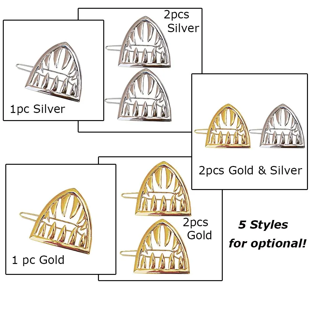 

1/2PCS Shark Jaw Barrette Metal Alloy Shark Hairpin Shark Clip with A Shark Teeth Clips Headdresses Hair Styling Accessories