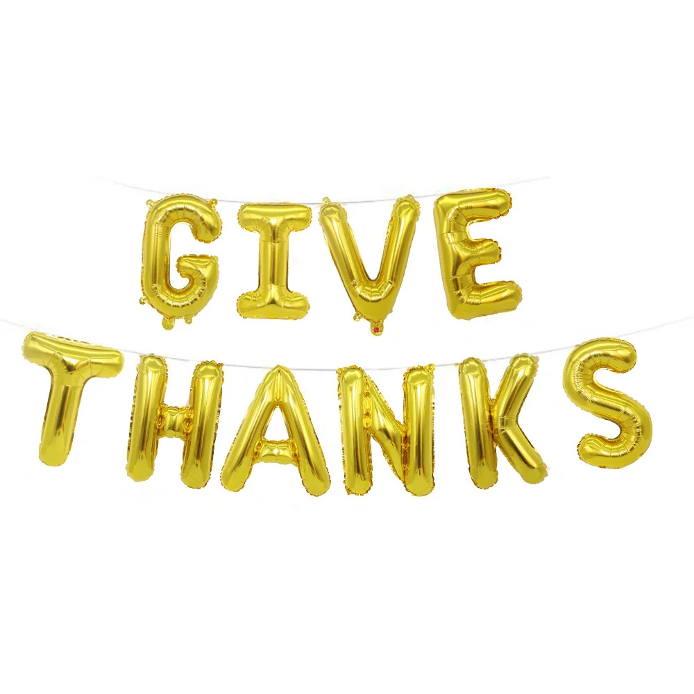 

give thanks balloon set Thanksgiving party decoration gold silver Rose gold letter balloon banner thank you parents balloon set