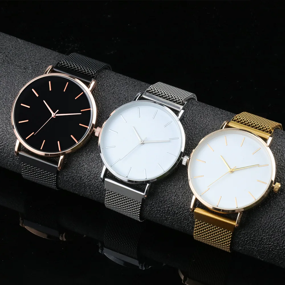 

Women's Watches Gold Dial Simple Style Mesh Belt Alloy Watchband Dress Wristwatch Casual Female Clock zegarek damski