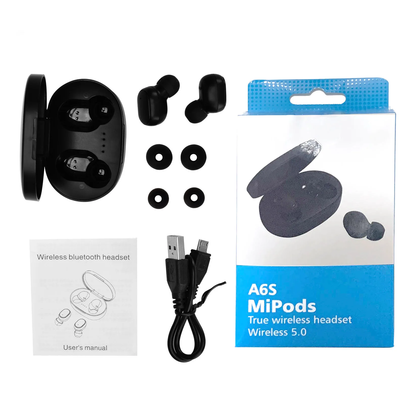 

New A6S TWS Wireless Bluetooth Headsets Earphones PK Xiaomi Redmi Airdots Headsets Noise Cancelling Earbuds for All Smart Phone
