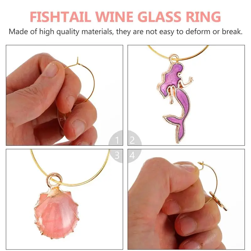 Anillos de dijes para copa de vino de fiesta, 18 piezas, marcadores para bebidas de vidrio, etiquetas (colores surtidos)-2