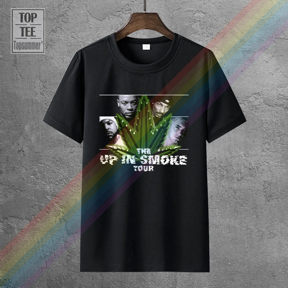 

New Up In Smoke Tour Hip Hop Tshirt Vintage Snoop Dog Dr Dre Eminem Harajuku Funny Men Tee Shirts