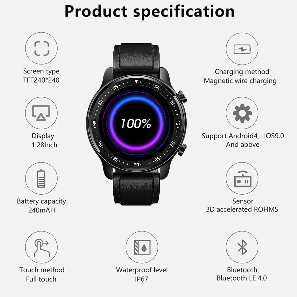 

MT1 Sport Smart Watches Multiple Dial IP67 Waterproof Bluetooth 4.0 Fitness Heart Rate Blood Pressure Intelligent Bracelet