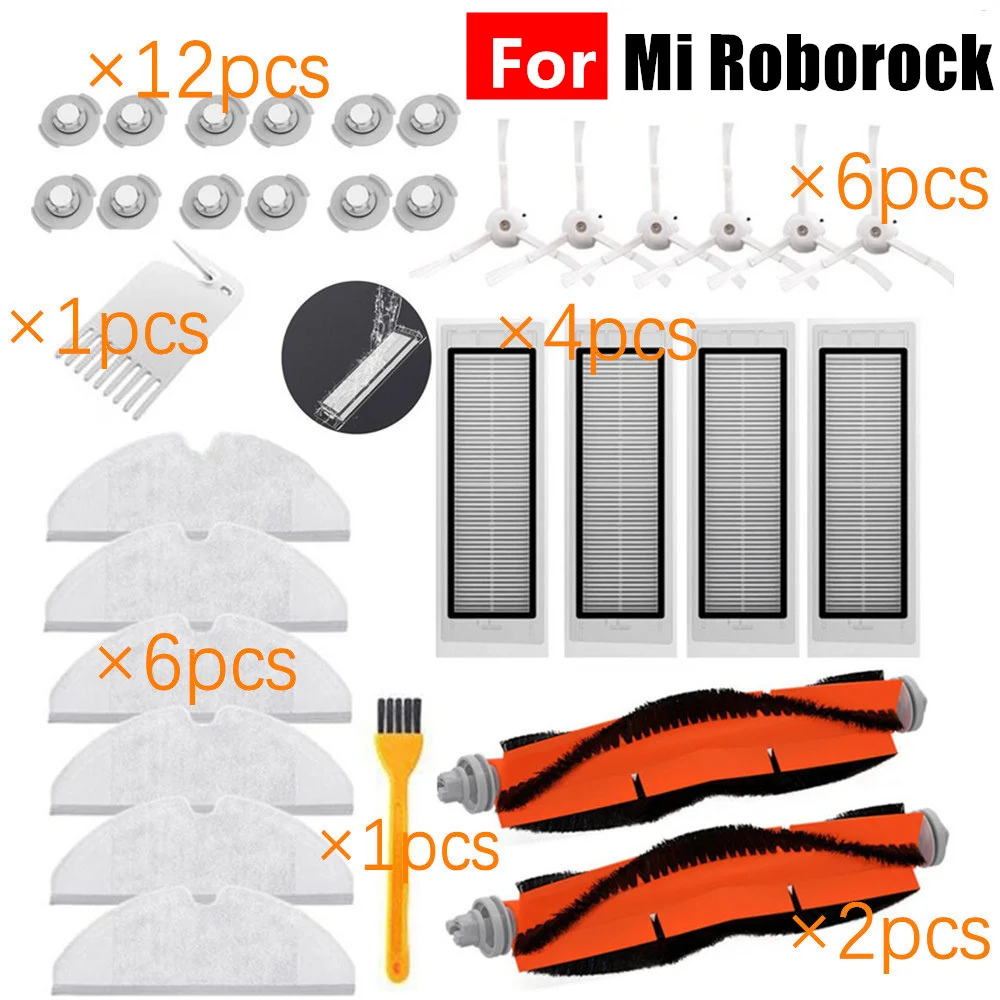 

for Xiaomi Roborock Robot S50 S55 Vacuum Cleaner Spare Parts Kits Mop Cloths Wet Mopping filter Side Brush Roll Brush Water Tank
