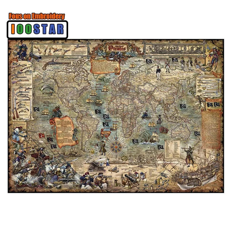 5D полноразмерная Алмазная картина сделай сам карта мира пиратов вышивка