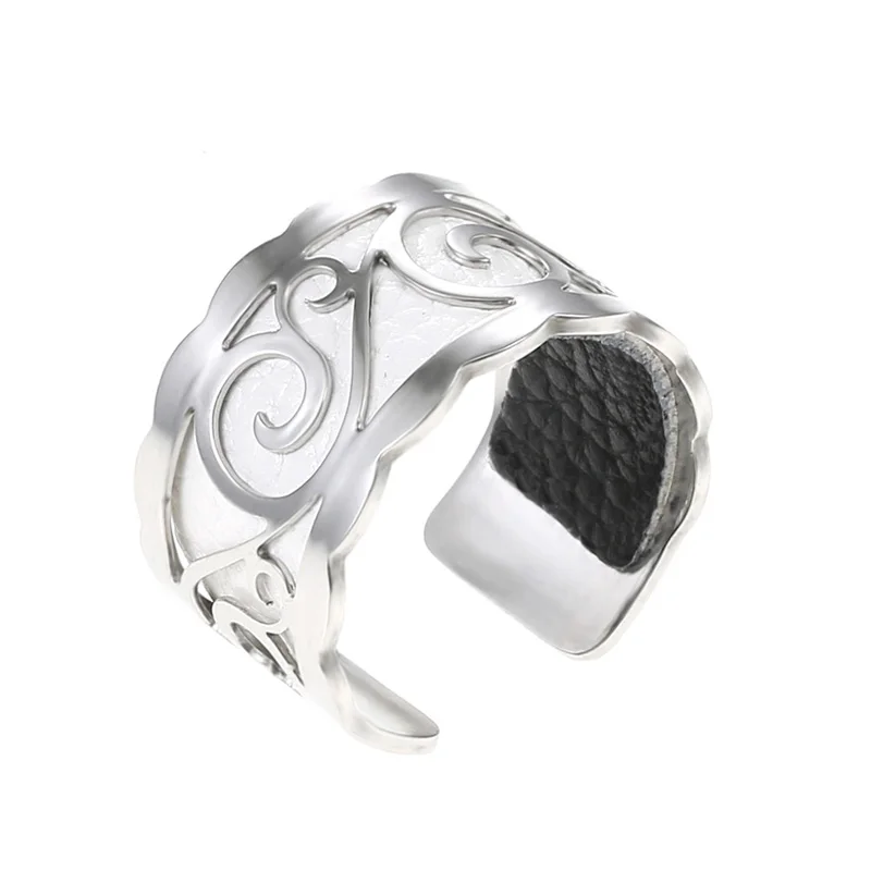 012 Cremo, сделай сам, простое кольцо, Argent, кольца для женщин, Bijoux, кольцо из нержавеющей стали, сменная кожа, Bague Femme - Цвет основного камня: 012