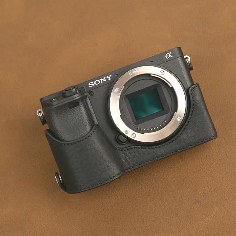 AYdgcam ручной работы из натуральной кожи чехол для камеры для sony A6100 A6400 A6300 A6000 сумка для камеры половина ручки винтажный Чехол