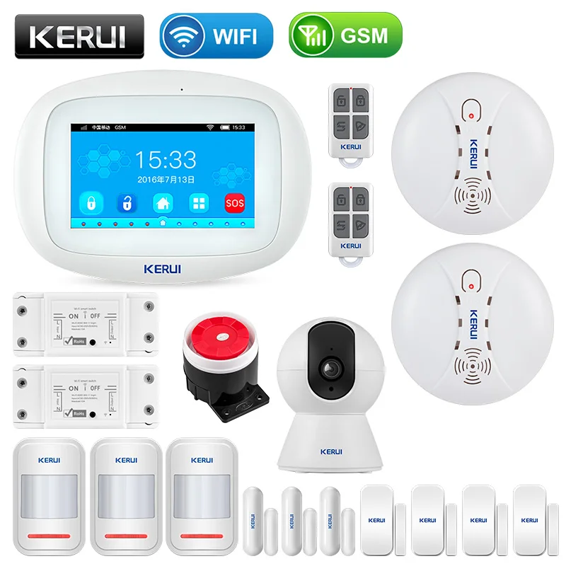 

KERUI K52 система сигнализации 4,3-дюймовый сенсорный экран GSM Wi-Fi приложение управление беспроводная домашняя охранная сигнализация датчик дви...