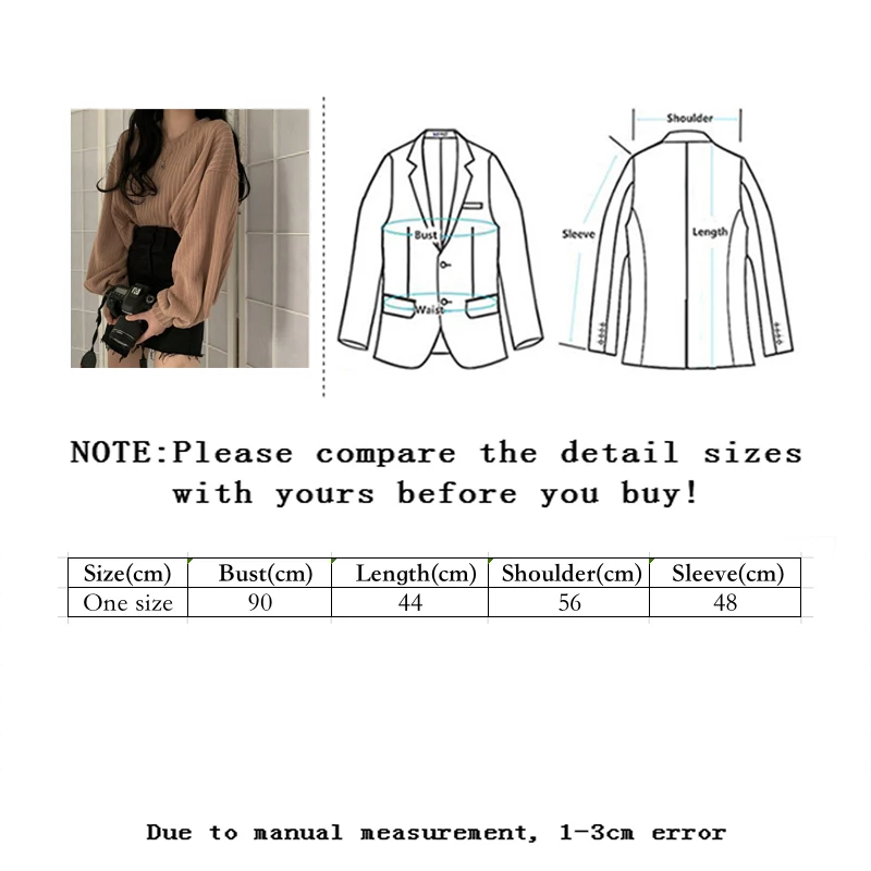 

Vangull Solid V-Neck Knitted Pullovers Women Spring Autumn New Casual Thin Sweater Long Sleeve Retro Loose Fashion Ladies Tops