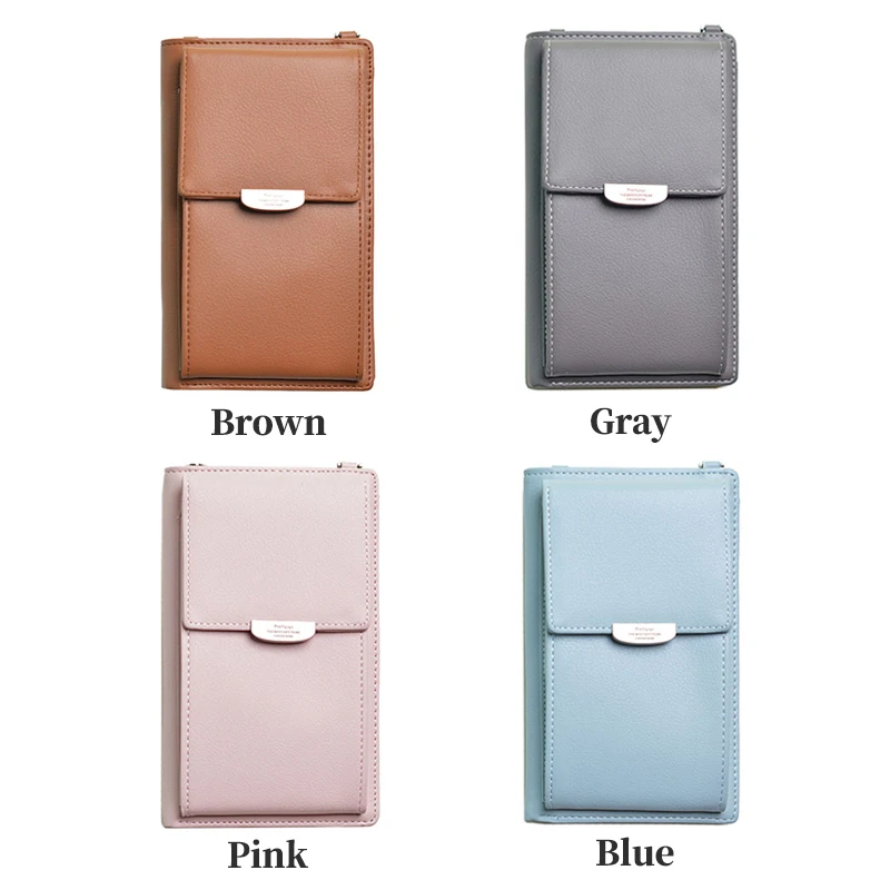 Multifunction Fashon Candy Color Cell Phone Bag Christmas Gift Free Engraving Large Capacity PU Leather Shoulder Bag Women Hasp