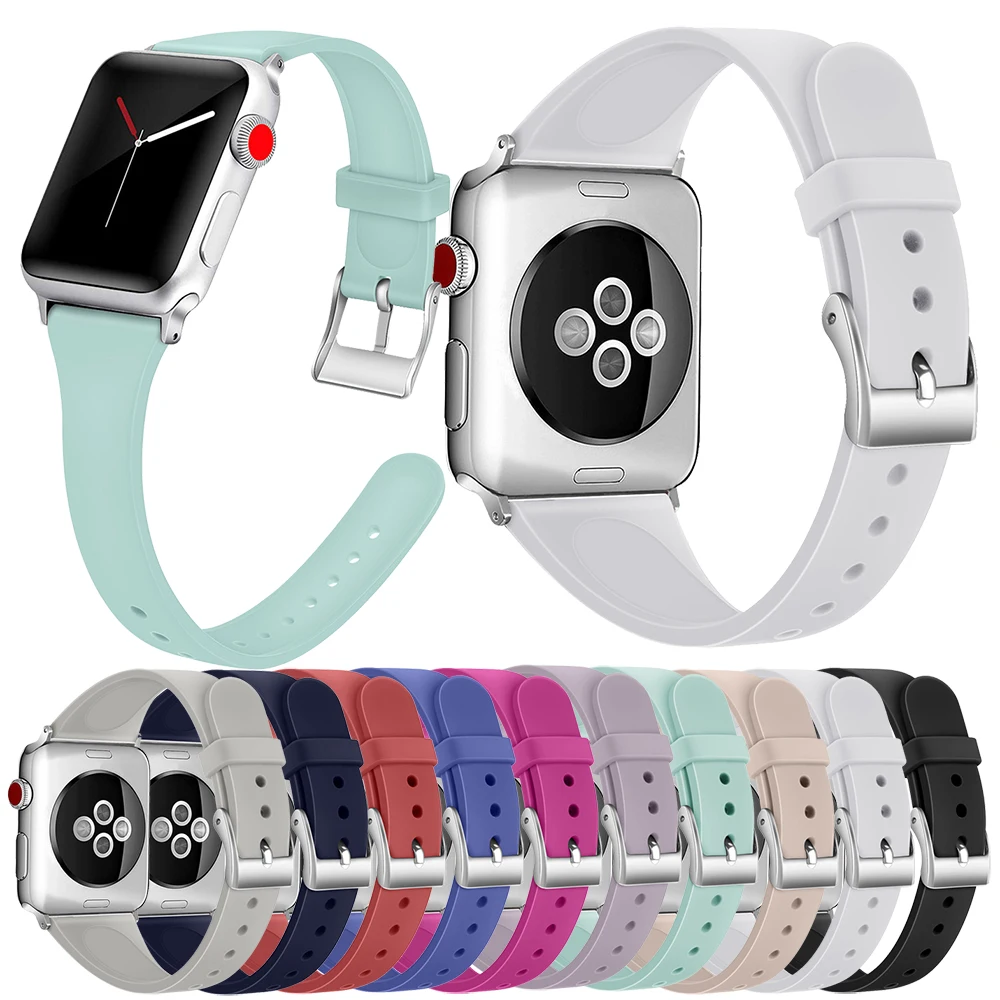 Essidi браслет из мягкой резины ремешок для Apple Watch серии 1 2 3 4 5 Смарт 38 мм 40 42 44 часов