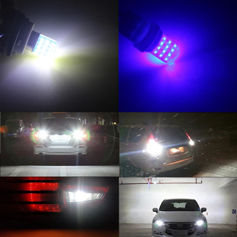Светодиодная автомобильная лампа T20 7443 w21/5w p21/5w 1157 bay15d 24SMD RGB Стробоскоп