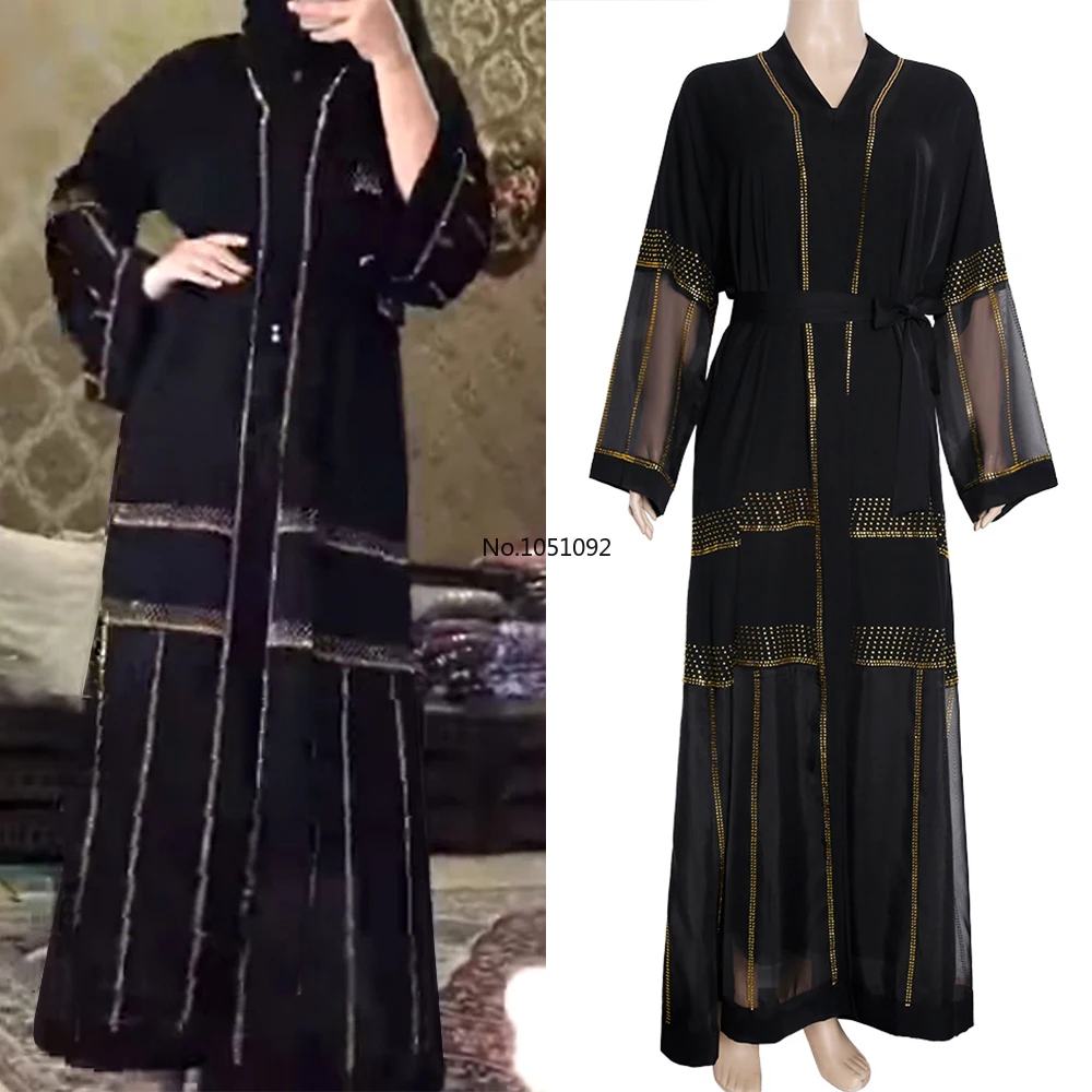 Женское длинное хиджаб черное платье кимоно мусульманская одежда Caftan Marocain