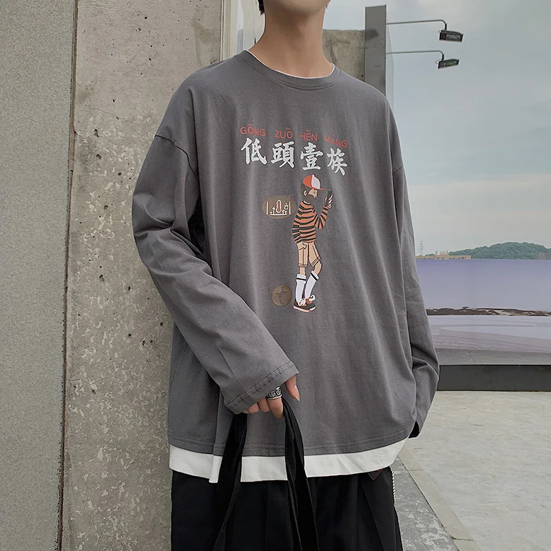 

SingleRoad Mens Crewneck Sweatshirt Men 2020 Autumn Print Oversized Harajuku Japanese Streetwear Sweatshirts Yellow Hoodie Men