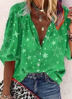 summer woman print cardigan shirt lapel loose regular sleeve ladies blouses single breasted outdoor party female femme 2021 new