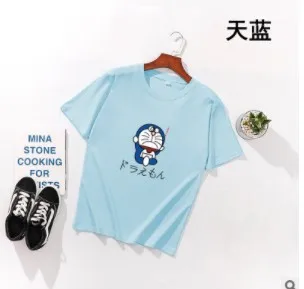 2019 Новая Мода Doraemon печать Топ рубашка Женская Плюс Размер реглан розовая