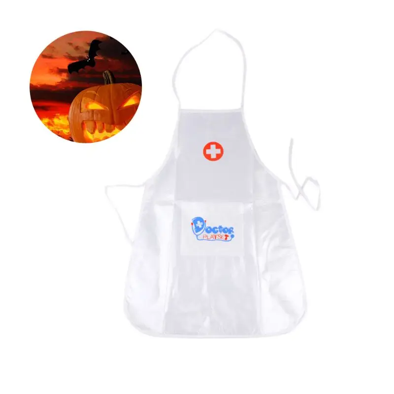 

Kids Doctor Nurse Cosplay Costume Apron with Headdress Hat Halloween Uniforms Q6PB