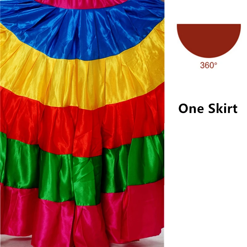 One Skirt 360 Фламенго Испания юбочные танцевальные костюмы цыганские Юбки Женская сценическая одежда для хора испанское Платье Большая танцевальная одежда - Цвет: One Skirt 360
