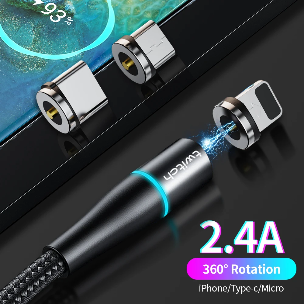Магнитный USB кабель Twitch 2 м 1 usb Тип c шнур для быстрой зарядки Samsung S10 S9 xiaomi Mi9 Huawei C