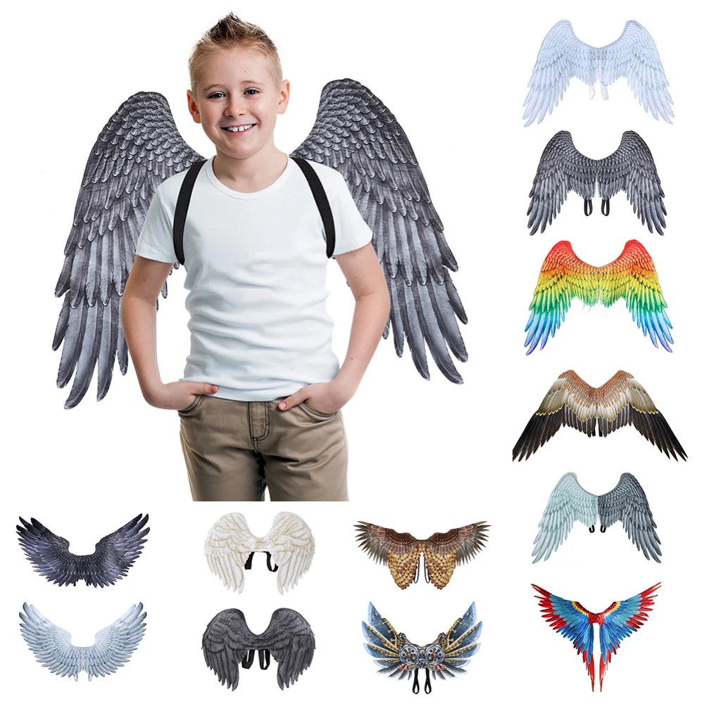 

3D Printed Angle Wings Halloween Party Mardi Gras Cosplay Theme for Kids Adult Big Black Wings Devil Costume