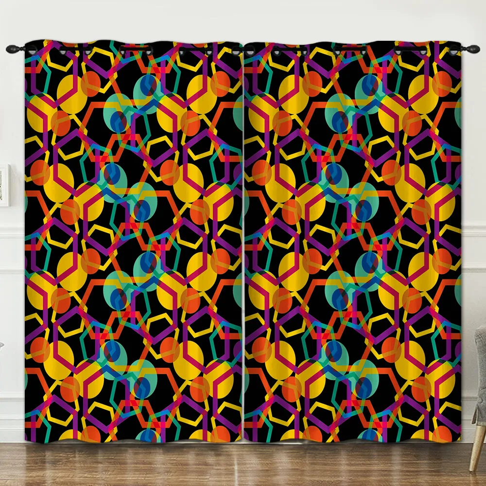 Красочные геометрические украшения для комнаты занавески фоновые тканевые