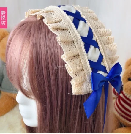 headwear Дворцовая принцесса, милое платье лолиты, Ретро стиль, falbala, кружево, с принтом в виде банта, высокая талия, викторианское платье, kawaii, Готическая Лолита, jsk - Цвет: headwear