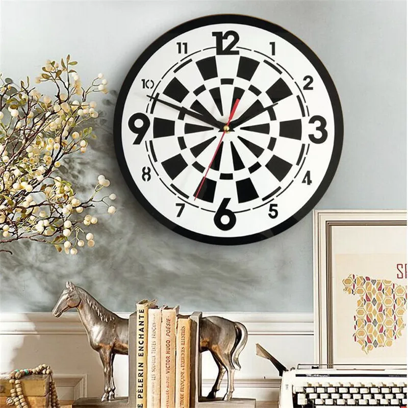 Круглые креативные настенные часы-дротики с компасом зеркальные наклейки часы и
