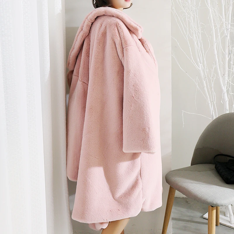 Пальто из искусственного меха кролика рекс для женщин 2019 новое зимнее плотное