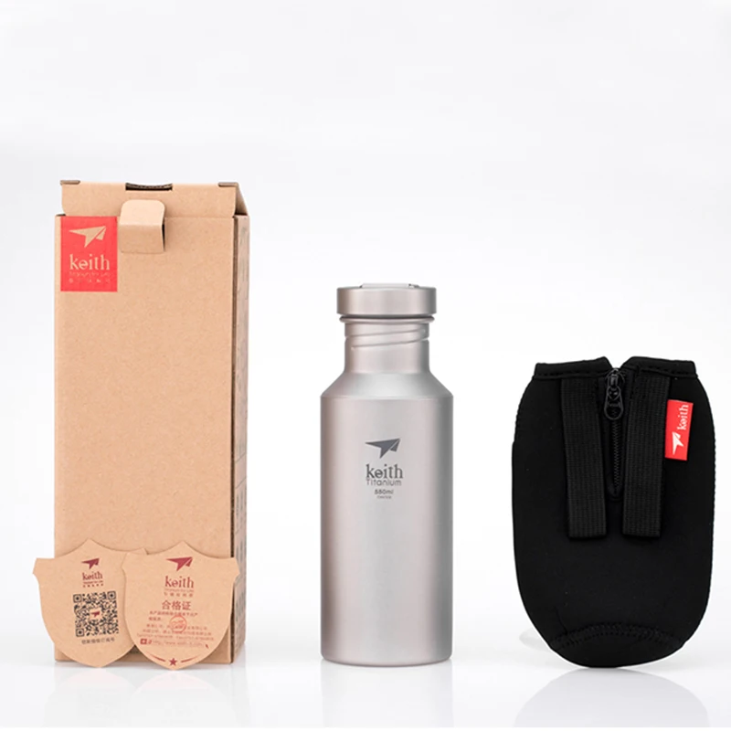 구매 Keith-풀 티타늄 물병 550ml, 여분의 티타늄 뚜껑 포함, 야외 식기, 캠핑, 하이킹, 사이클링, 물컵, 스포츠병