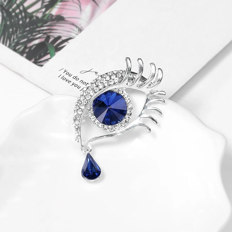 Blue Eye Silver tone Прямая с фабрики, брошь в виде голубого глаза, стразы с золотым или серебряным покрытием - Окраска металла: Blue Eye Silver tone