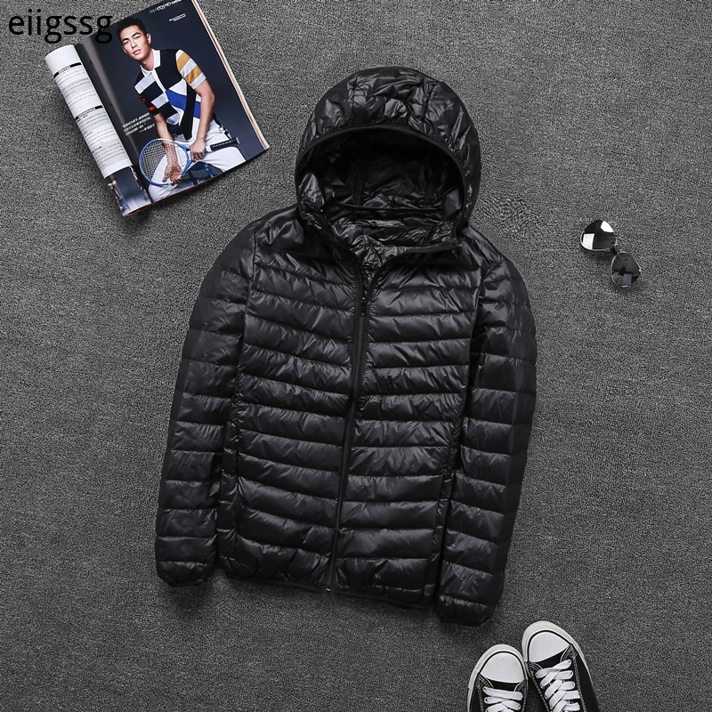 Autumn New Men's Fashion Boutique Solid Color Light and Thin Casual Hooded Collar Down Jacket / Mens Casual Down Coat