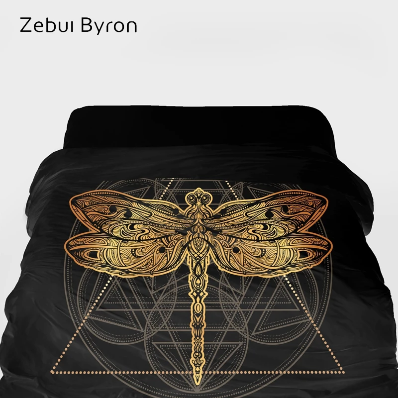 3D Пододеяльник Кинг/квин/изготовленный на заказ размер пледа/пододеяльник 220/240 Наволочка на 90/150 кровать Постельное белье Черное золото Ганеш Пуджа.