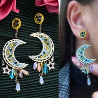 missvikki original trendy starry sky moon pendant earrings for women girl fine bridal wedding party shiny jewelry high quality