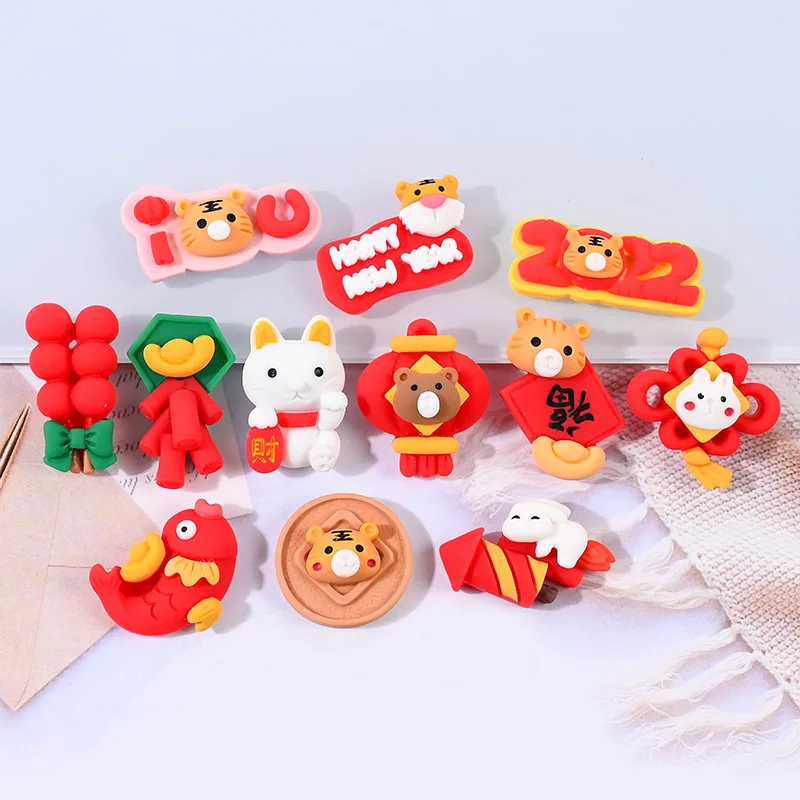 

Новогодний Кабошон из смолы с плоской задней стороной, мультяшное животное для волос, аксессуары для аксессуаров