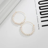 jaeeyin 2021 new arrivals fashion jewelry classic accessorywhite freshwater pearl hoop gold color elegant gift for women lady