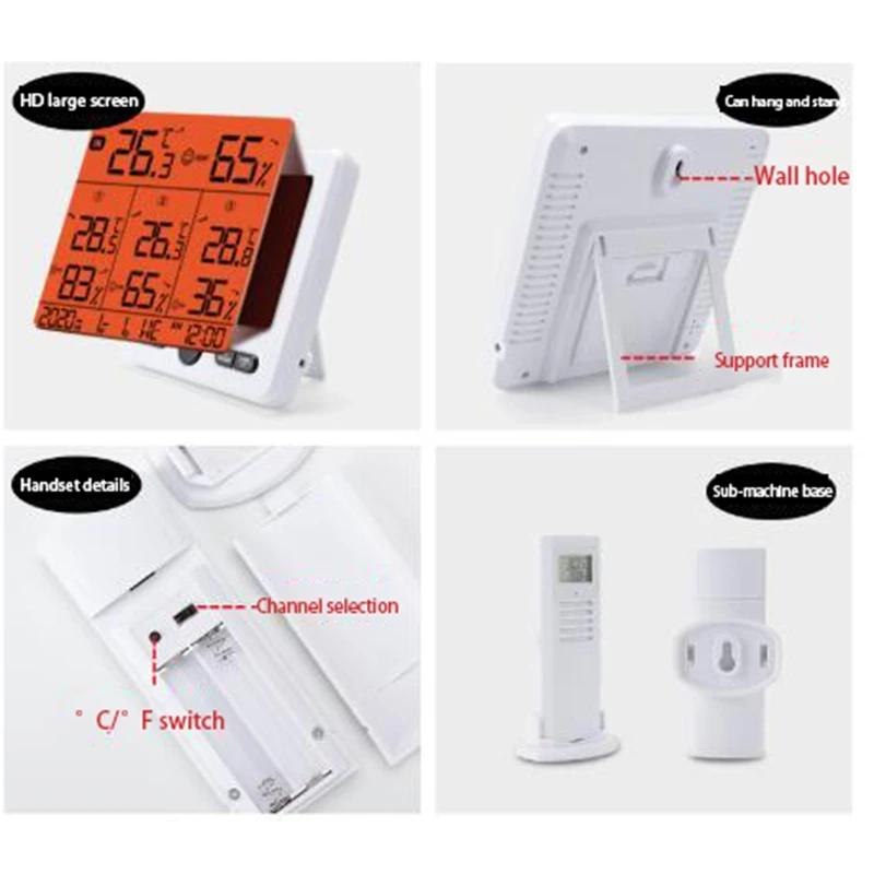 

Multifunctional Wireless Thermometer and Hygrometer Indoor and Outdoor High Precision Thermometer with Color Alarm