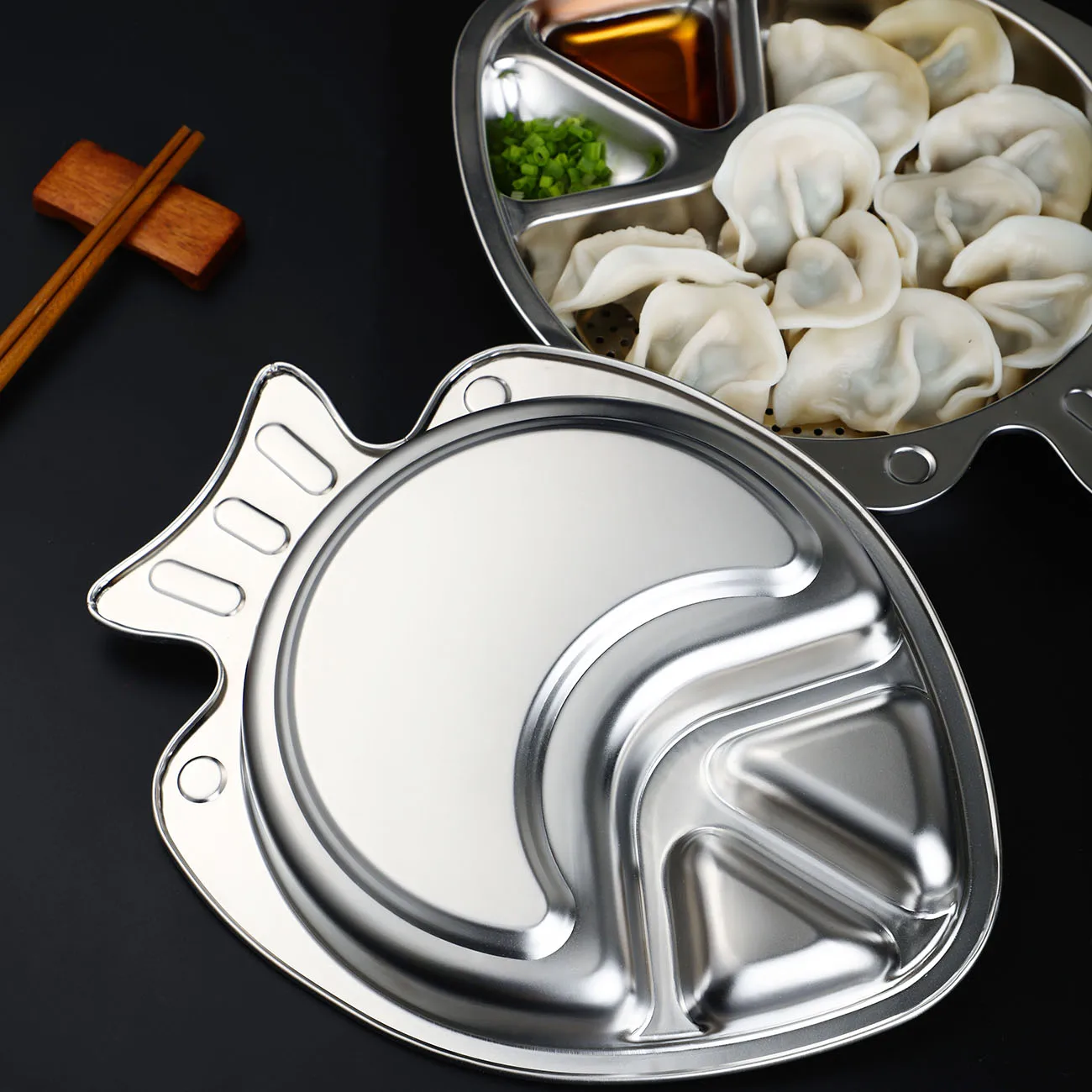 Большой Ёмкость тарелка для пельменей с уксус блюдо бытовые разделены