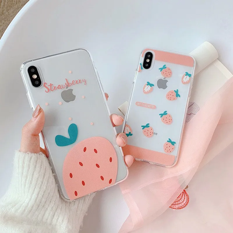 Для Iphone 7 8 Plus 6s розовый клубничный узор чехол для телефона IPhone X XS 6 мягкий