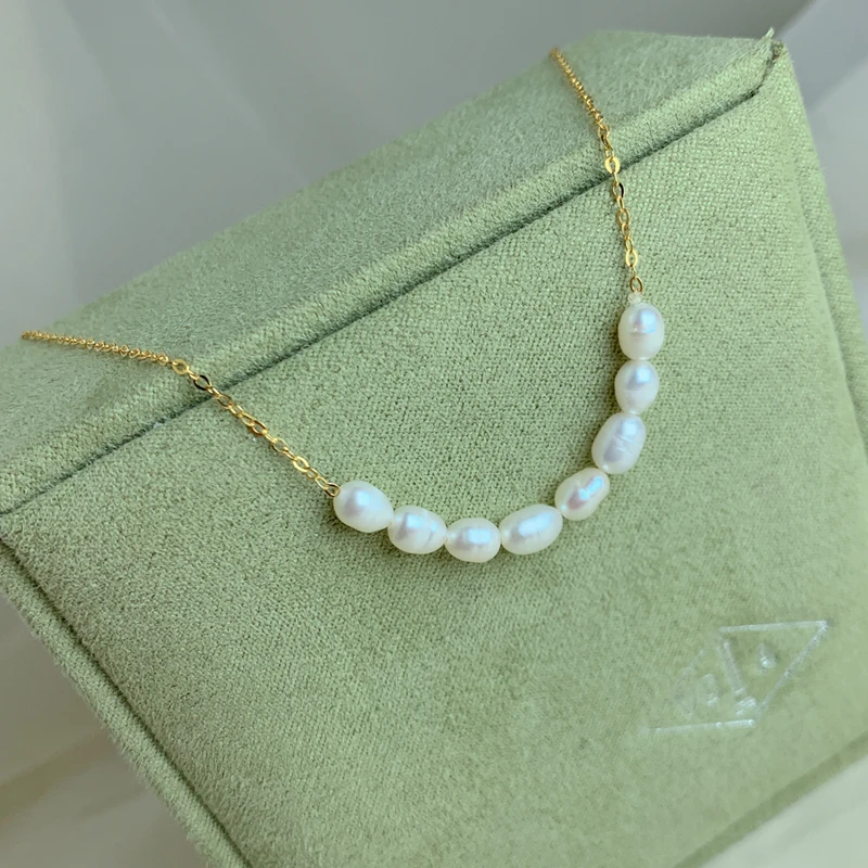 

Natural Freshwater Pearl Necklace 925 Silver Gold Chains For Women 2022 Personalized Mother's Day Gift Jewelry