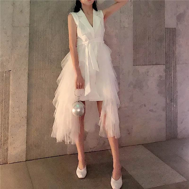 

Платье женское в стиле ретро без рукавов, длинное Сетчатое модное Деловое платье в стиле пэчворк, офисное Макси-Платье, блейзер, бальное пла...