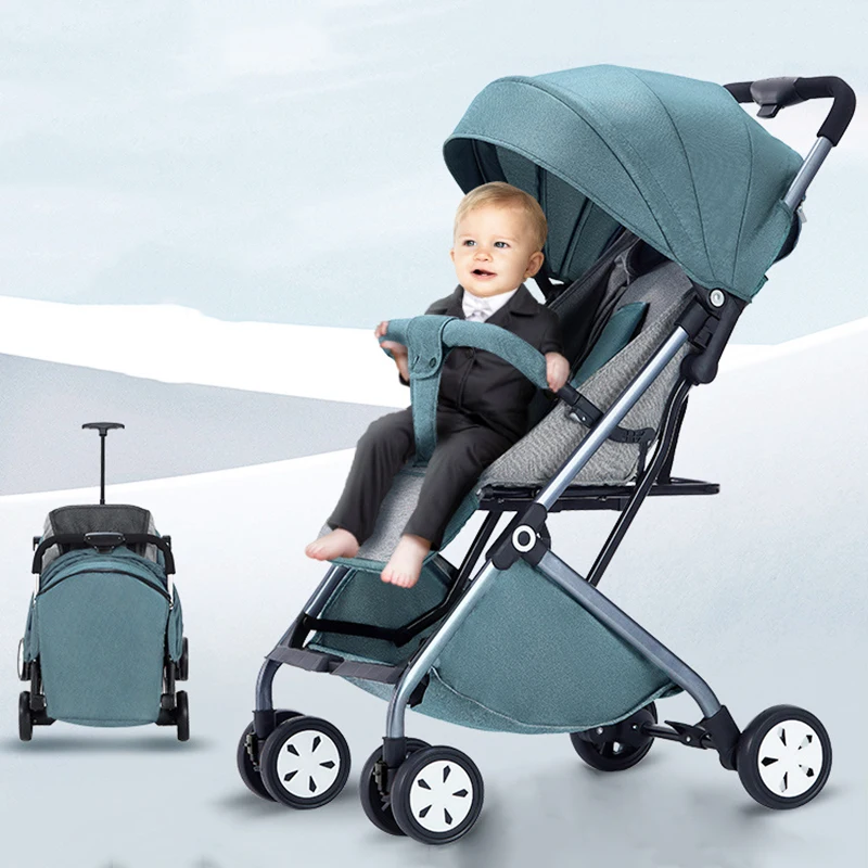 Luxury high view baby stroller all seasons universal can sit and lie light folding baby umbrella stroller