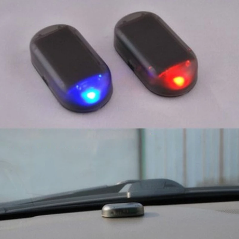 

2pcs Solar Powered Car Alarm System,Vehicle LED Light Anti-Theft Flash Blinking Lamp,LED Flashing Security Light, Blue+R