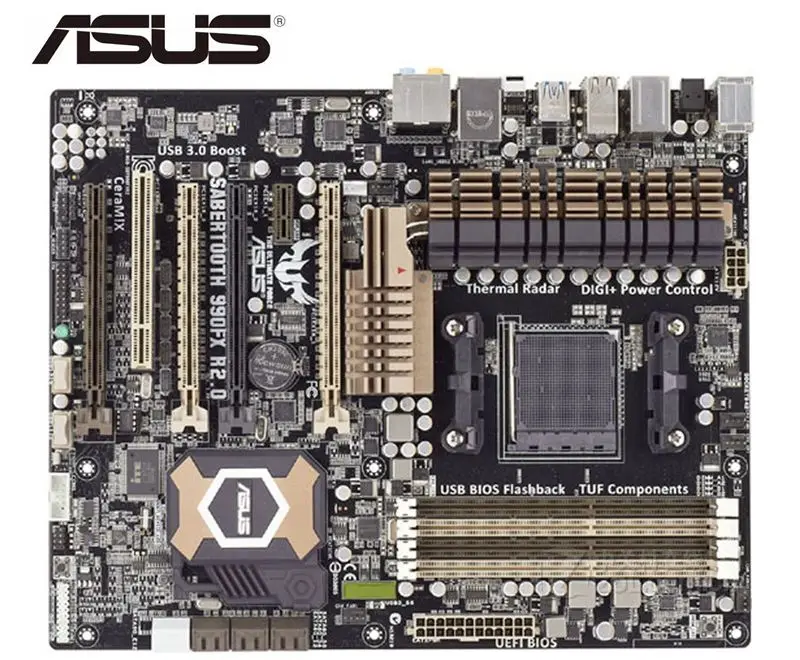 ASUS SABERTOOTH 990FX R2.0 оригинальная материнская плата DDR3 Socket AM3+ USB2.0 USB3.0 32GB б/у материнская плата для настольных ПК